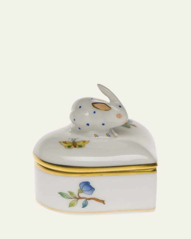 Queen Victoria Green Heart Box with Bunny